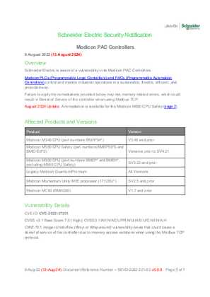 Image of Security Notification - SEVD-2022-221-02 Modicon PAC Controllers