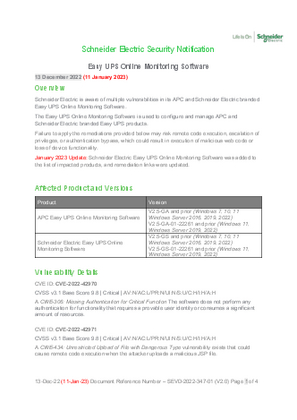 Image of Security Notification - SEVD-2022-347 APC Easy UPS Online Monitoring Software