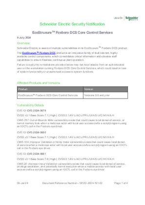 Image of Security Notification - SSEVD-2024-191-02 EcoStruxure Foxboro DCS Core Control Services