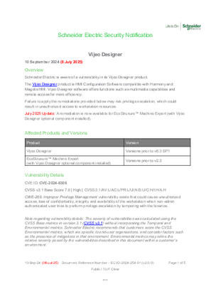 イメージ Security Notification - SEVD-2024-254-01 Vijeo Designer