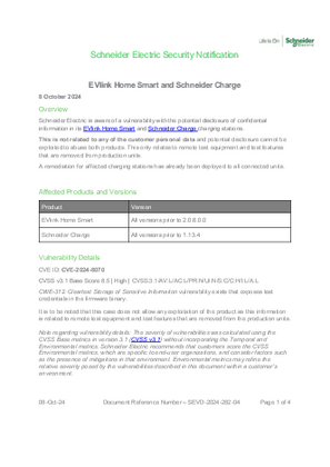 Afbeelding van SEVD-2024-282-04 EVlink Home Smart and Schneider Charge Security Notification