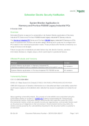 Image of SEVD-2024-282-07 System Monitor Application in Harmony and Pro-face PS5000 Legacy Industrial PCs Security Notification