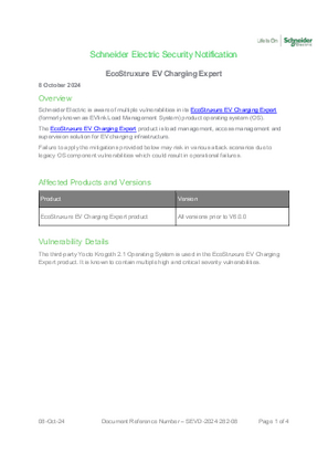 Kép SEVD-2024-282-08 EcoStruxure EV Charging Expert Security Notification