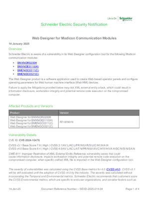 Image de SEVD-2025-014-04 Web Designer for Modicon Communication Modules