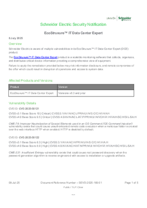 Image of SEVD-2025-189-01 EcoStruxure™ IT Data Center Expert Security Notification