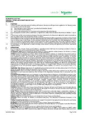 Image of Schneider Electric General Terms and Conditions of Sale (April 2025) (Myanmar)