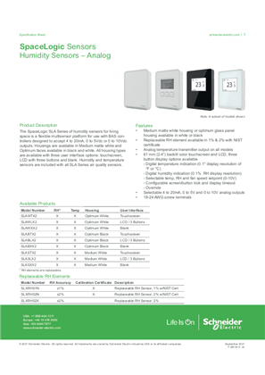 Gambar dari SLA Series Humidity Specification Sheet F-28154-5
