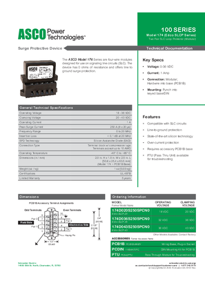 Image of ASCO 100 SERIES Model 174 (SLCP Series) Two Pair SLC Loop Protector (Modular)