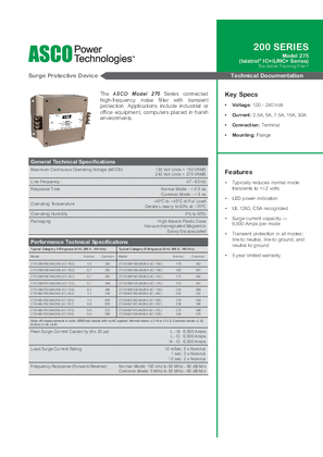 Image of ASCO 200 SERIES Model 275 (Islatrol® IC+/LRIC+ Series) with The Active Tracking Filter®