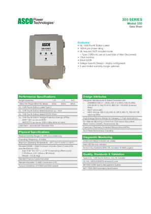 Image of ASCO 330 Model Data Sheet