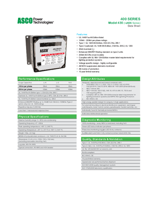Image of ASCO 400 SERIES Model 430 (TEXDS Series)