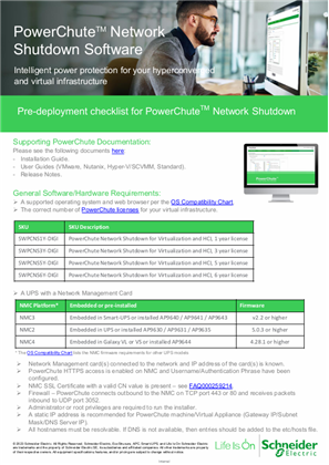 Image of PowerChute Network Shutdown Pre-deployment Checklist