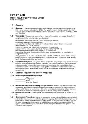 Image of ASCO 400 SERIES Model 420, Surge Protective Device Guide Specifications