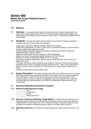 Image of ASCO 400 SERIES Model 430, Surge Protective Device Guide Specifications