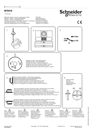 Image of SPD910 Pressure Switches - Installation Instructions