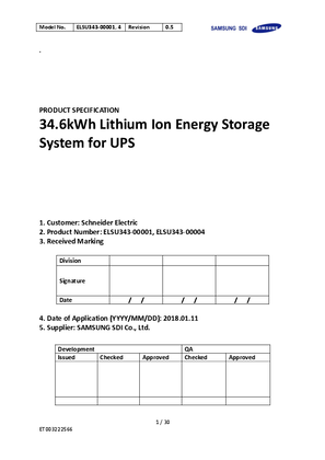 Product Specification Lithium Ion Battery Rack Type G Schneider Electric