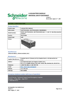 Image of Lithium Ion Battery Module Material Safety Datasheet (MSDS)