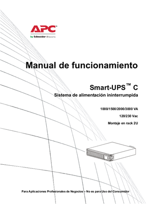 Imagen de Manual de Operación Smart-UPS C 1000/1500/2000/3000kVA 120/230Vac RM2U
