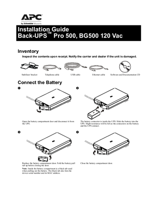 Image de Installation Back-UPS BG500 120 Vac