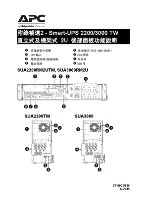 的映像 Addendum Smart-UPS SUA 2200/3000 TW Tower/Rack-Mount 2U - BSMI