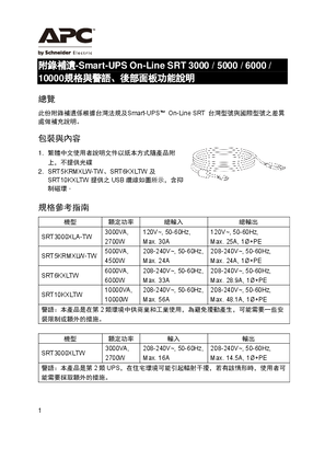 的映像 Addendum Smart-UPS On-Line SRT 3000/5000/6000/10000