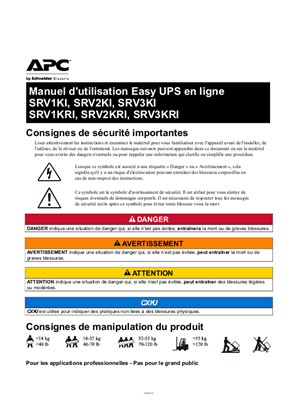 Image de User Manual Easy UPS On-Line SRV1KI, SRV2KI, SRV3KI SRV1KRI, SRV2KRI, SRV3KRI (IEC, -BR, -AR)