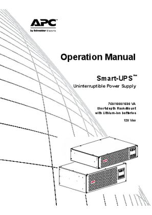 Image of Operation Manual SMART-UPS SMTL750/1000 RM2UC/RM2UCNC and SMTL 1500 RM3UC/RM3UCNC