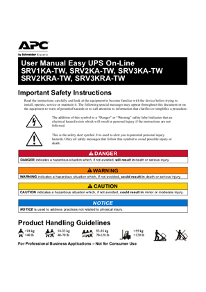 Image of User Manual Easy UPS On-LineSRV1KA-TW, SRV2KA-TW, SRV3KA-TWSRV2KRA-TW, SRV3KRA-TW
