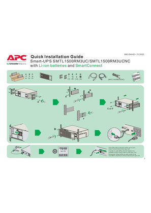 Image of Quick Installation Guide for Smart-UPS SMTL1500RM3UC/SMTL1500RM3UCNC with Li-ion batteries and SmartConnect