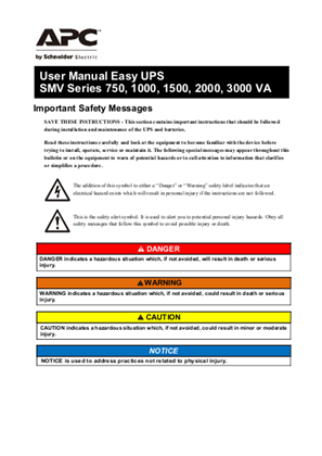 Image of Easy UPS SMV 750/1000/1500/2000/3000VA (IEC, -MS, -GR) User Guide