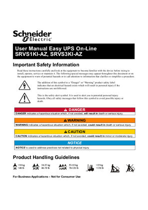 Image of Easy UPS 1 Ph On-Line SRVS1KI-AZ, SRVS3KI-AZ User Guide