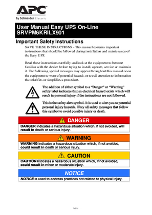 Образ User Manual Easy UPS On-Line - SRV6KRILX901