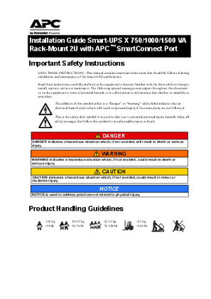 Bild von Installation Guide Smart-UPS X 750/1000/1500 VA Rack-Mount 2U with APC™ SmartConnect Port