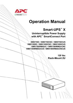 的映像 Smart-UPS X 7.5/1/1.5 120/230V RM2UC Operational Manual