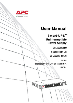 Image of User Manual Smart-UPS SCL500RMI1U, SCL500RMI1UC, and SCL500RMI1UNC