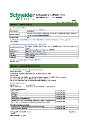 Görüntüsü Rechargeable Li-ion Mobile Power Safety Data Sheet EU EN