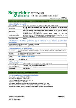Obraz RBC Battery pack containing sealed lead acid batteries Safety Data Sheet EU FR