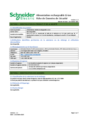 Imagen de Rechargeable Li-ion Mobile Power Safety Data Sheet EU FR