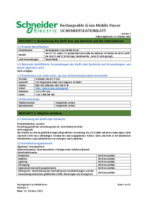 Obrázek Rechargeable Li-ion Mobile Power Safety Data Sheet EU GR
