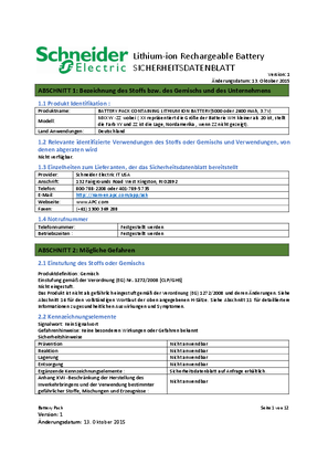 Image of Lithium-ion Rechargeable Battery Safety Data Sheet EU GR