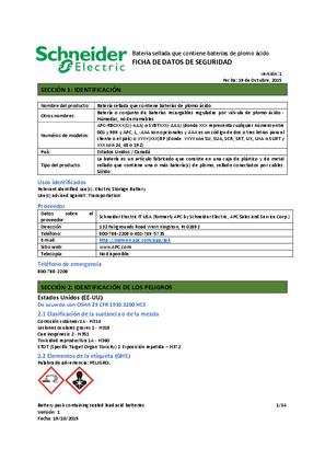 Obraz RBC Battery pack containing sealed lead acid batteries Safety Data Sheet NAM SP