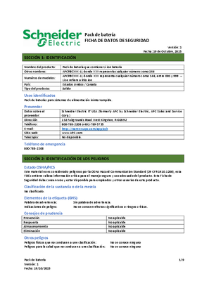 Image of RBC Battery pack containing Lithium-ion battery Safety Data Sheet NAM SP