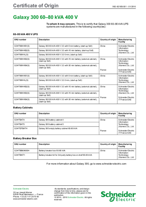 的映像 Galaxy 300 60-80 kVA 3-Phase (Certificate of Origin)