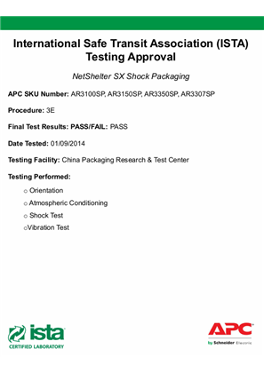 Billede af ISTA Testing Certification on ARXXXXSP