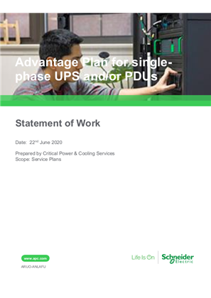 Advantage Plan for single-phase UPS and/or PDUs