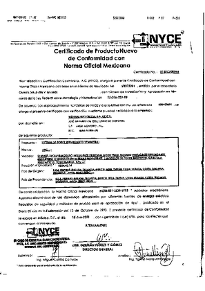 Image of NOM certification for Mexico