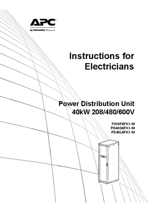 的映像 Certified Electrician Instructions: 40kW, 208/480/600V InfraStruXure PDU