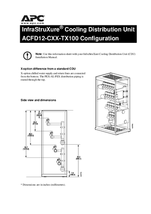 Slika linije InfraStruXure Cooling Distribution Unit ACFD12-CXX-TX100 Configuration Installation Sheet