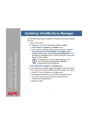 Obrázek InfraStruXure Manager : Updating InfraStruXure Manager v.4.2 up (Online Guide Addendum)