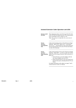 Isolated Extension Cable Addendum